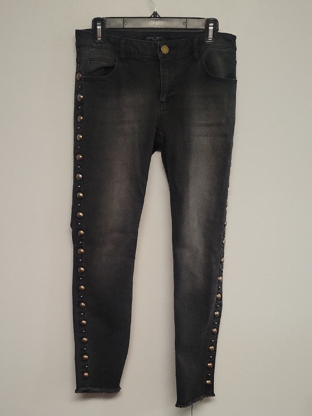 Romeo & Juliet Couture Black Skinny Jeans with Side Studs